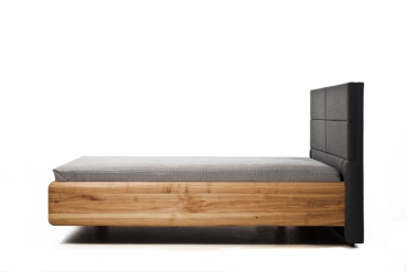 BOXSPRING łóżko designerskie z litego drewna z tapicerowanym zagłówkiem